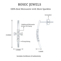 Certified Moissanite Cross Stud Earrings in 14K Gold Plated Silver