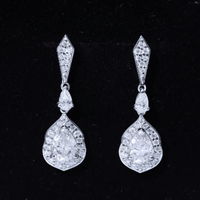 Moissanite Bridal Dangle Earrings in Silver