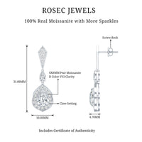 Moissanite Bridal Dangle Earrings in Silver
