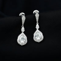 Moissanite Bridal Dangle Earrings in Silver