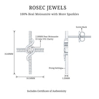 Certified Moissanite Cross Stud Earrings in Silver