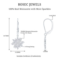 Sterling Silver Moissanite Drop Flower Earrings with Lever Back