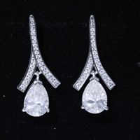 Pear Shaped 4 Carat Moissanite Dangle Drop Earrings for Wedding