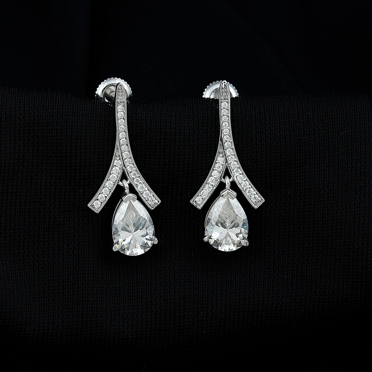 Pear Shaped 4 Carat Moissanite Dangle Drop Earrings for Wedding