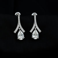 Pear Shaped 4 Carat Moissanite Dangle Drop Earrings for Wedding