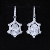 Vintage Inspired Moissanite Silver Drop Earrings for Wedding