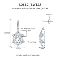 Vintage Inspired Moissanite Silver Drop Earrings for Wedding