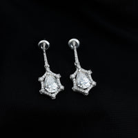 Vintage Inspired Moissanite Silver Drop Earrings for Wedding