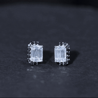 Certified 3.4 Carat Moissanite Stud Earrings with Lab Grown Black Diamond