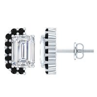Certified 3.4 Carat Moissanite Stud Earrings with Lab Grown Black Diamond