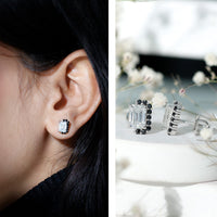 Certified 3.4 Carat Moissanite Stud Earrings with Lab Grown Black Diamond