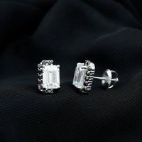 Certified 3.4 Carat Moissanite Stud Earrings with Lab Grown Black Diamond