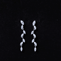 Marquise Moissanite Leaf Dangle Earrings in Sterling Silver