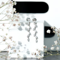 Marquise Moissanite Leaf Dangle Earrings in Sterling Silver