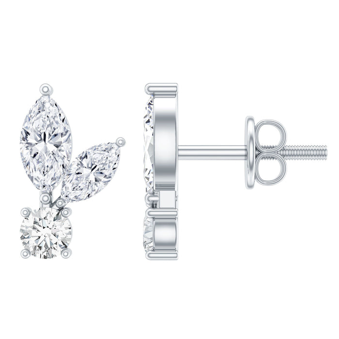 Certified Moissanite Playboy stud earrings in 14K gold plated silver with polished finish and detailed Playboy logo design.