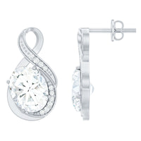 4 Carat Oval Cut Moissanite Infinity Stud Earrings in Silver