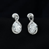 4 Carat Oval Cut Moissanite Infinity Stud Earrings in Silver
