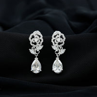 4.5 Carat Pear Shaped Moissanite Rose Flower Dangle Earrings for Wedding
