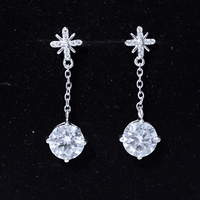 Floral Inspired 4.2 Carat Moissanite Dangling Earrings in Silver