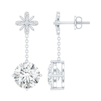Floral Inspired 4.2 Carat Moissanite Dangling Earrings in Silver