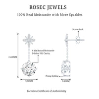 Floral Inspired 4.2 Carat Moissanite Dangling Earrings in Silver
