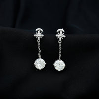 Floral Inspired 4.2 Carat Moissanite Dangling Earrings in Silver