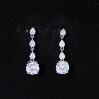 Certified 2.7 Carat Moissanite Dangling Earrings in Silver