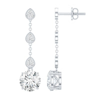 Certified 2.7 Carat Moissanite Dangling Earrings in Silver