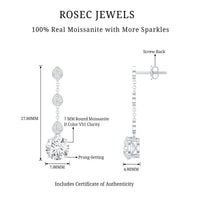 Certified 2.7 Carat Moissanite Dangling Earrings in Silver