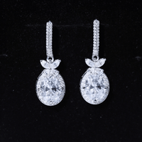 Certified 7X9 MM Oval Moissanite Wedding Drop Earrings with Screw Back