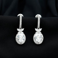 Certified 7X9 MM Oval Moissanite Wedding Drop Earrings with Screw Back