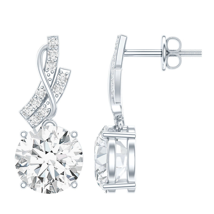 Silver 4.2 CT Moissanite drop earrings by Rosec Jewels with designer-style, sparkling gemstone drops and intricate metalwork.
