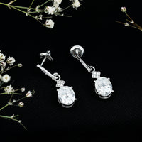 Certified Oval Shaped 4 Carat Moissanite Dangle Drop Earrings for Women