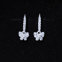 Certified Moissanite Butterfly Drop Earrings for Women