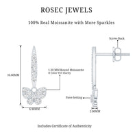 Certified Moissanite Butterfly Drop Earrings for Women