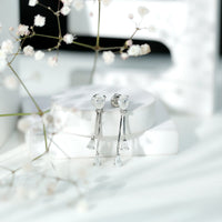 Certified Moissanite Bar Dangle Earrings in Sterling Silver