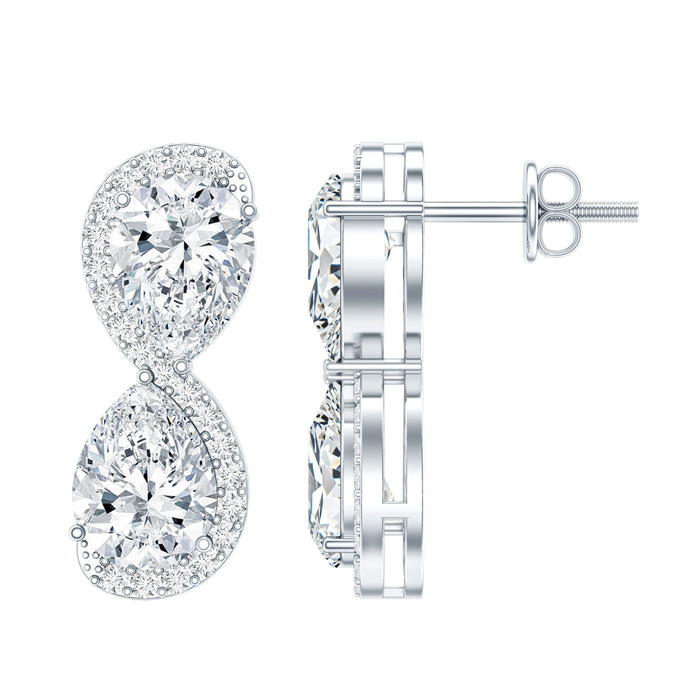 Rosec Jewels 5 Carat designer moissanite big stud earrings with certificate, showcasing sparkling gemstone studs on a sleek setting.