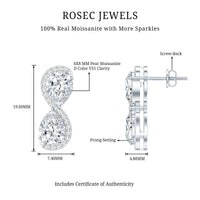 5 Carat Designer Moissanite Big Stud Earrings with Certificate