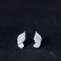 Contemporary Moissanite Leaf Stud Earrings in Silver