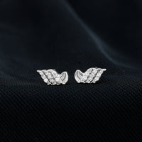 Contemporary Moissanite Leaf Stud Earrings in Silver
