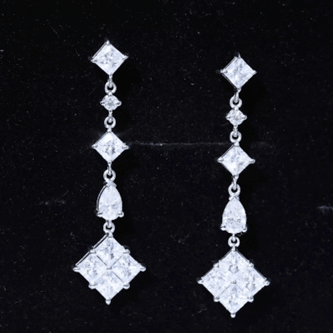 Certified Moissanite Wedding Dangle Earrings for Women by Rosec Jewels featuring sparkling white moissanite stones