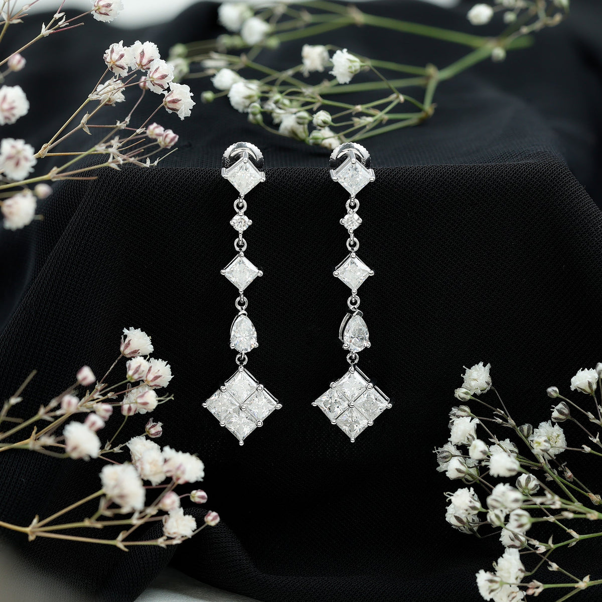 Certified Moissanite Wedding Dangle Earrings for Women