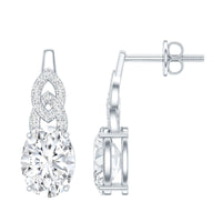 Certified 2.58 Carat Oval Moissanite Drop Earrings with Screw Back