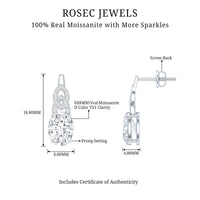 Certified 2.58 Carat Oval Moissanite Drop Earrings with Screw Back
