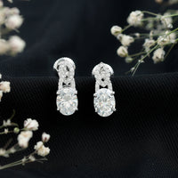 Certified 2.58 Carat Oval Moissanite Drop Earrings with Screw Back