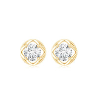 Round Diamond Solitaire Stud Earrings with Screw Back