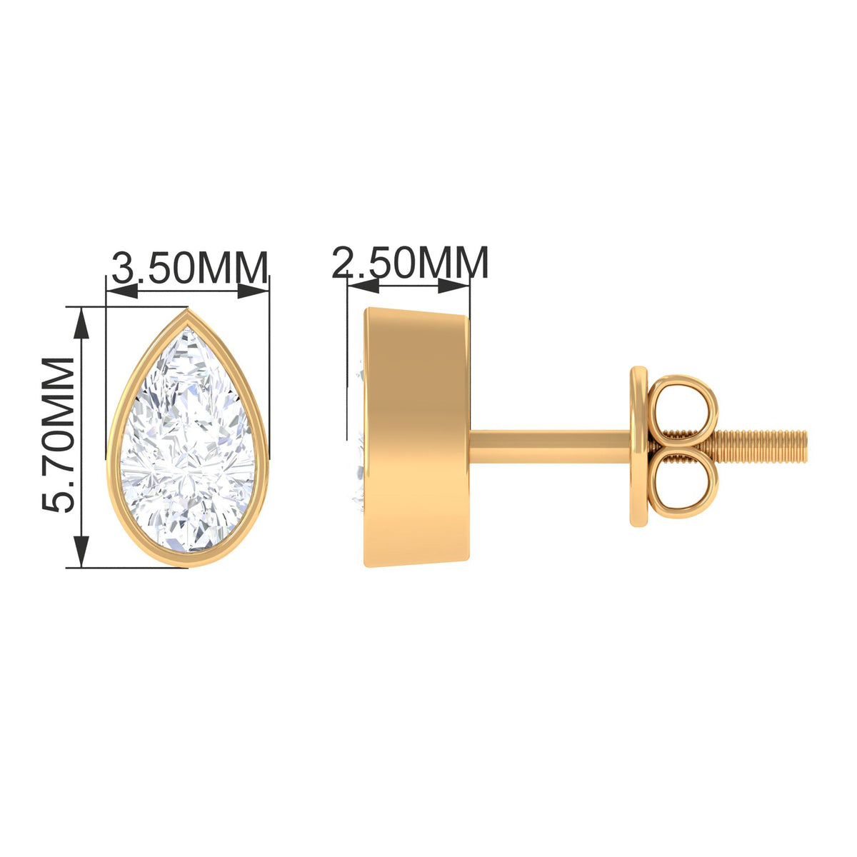 Rosec Jewels bezel set diamond tiny stud earrings featuring sparkling diamonds on a sleek metal setting.