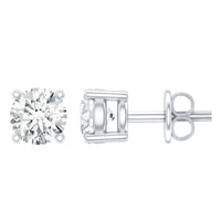 Rosec Jewels brilliant cut diamond stud earrings in prong setting, showcasing sparkling diamonds on a sleek metal backing.