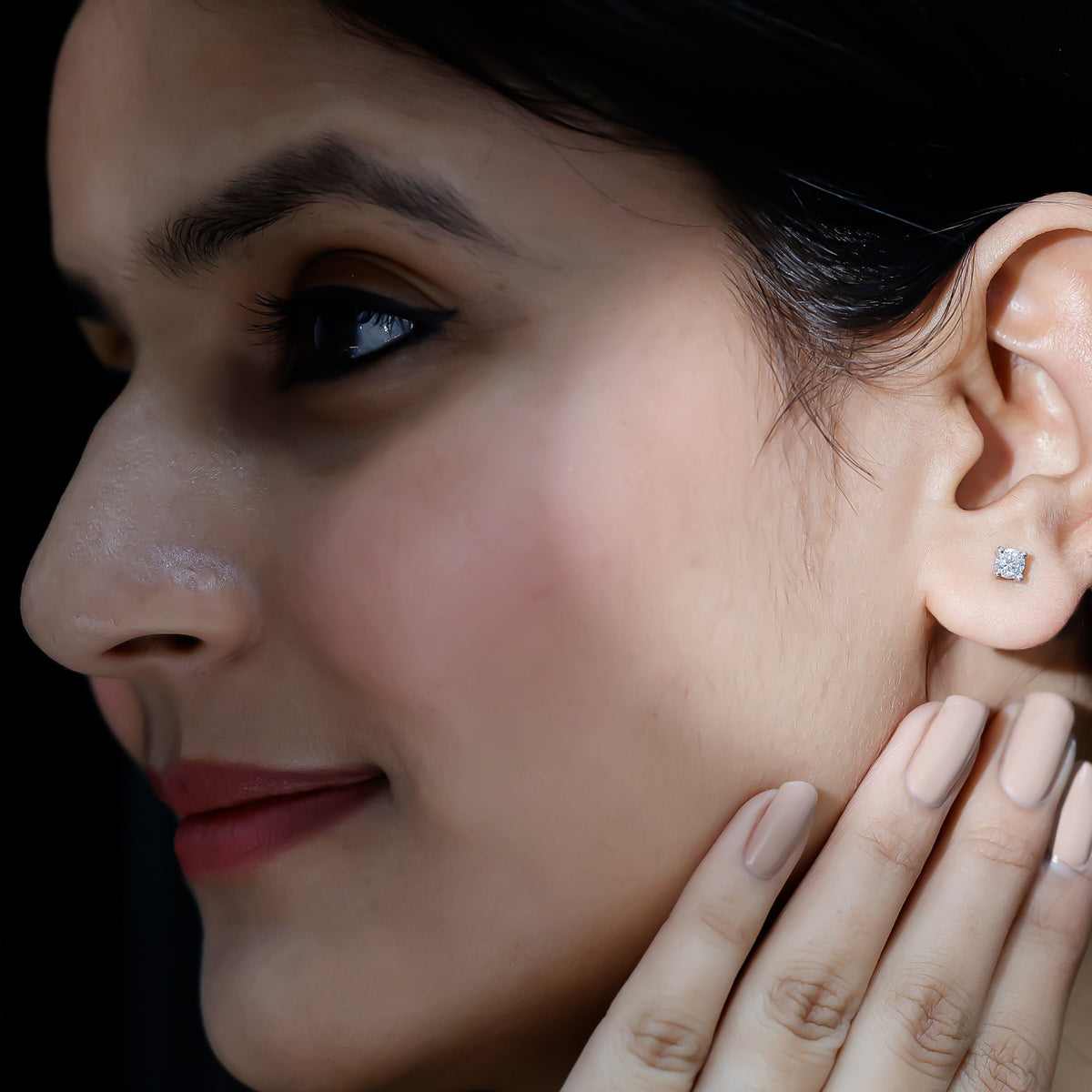 Brilliant cut diamond stud earrings in prong setting by Rosec Jewels, featuring sparkling diamonds on classic earring posts