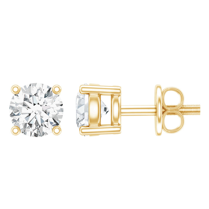 Rosec Jewels brilliant cut diamond stud earrings in prong setting, showcasing sparkling diamonds on classic earring design.